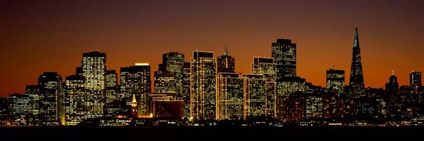 Skyscrapers lit up at nightSan Francisco, California, USA