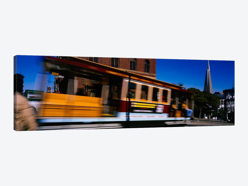 Cable car moving on a street, San Francisco, California, USA by Panoramic Images 1-piece Canvas Artwork