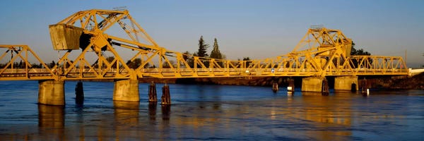 Industrial: Drawbridge across a river, The Sacramento-San Joaquin River Delta, California, USA by Panoramic Images
