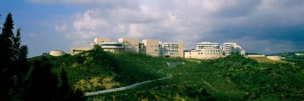 Los Angeles: Low angle view of a museum on top of a hill, Getty Center, City of Los Angeles, California, USA by Panoramic Images