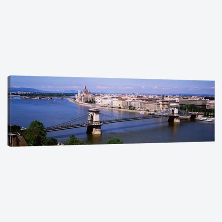 Szechenyi Chain Bridge With Lipotvaros In The Background, Budapest, Hungary Canvas Print #PIM1907} by Panoramic Images Canvas Print