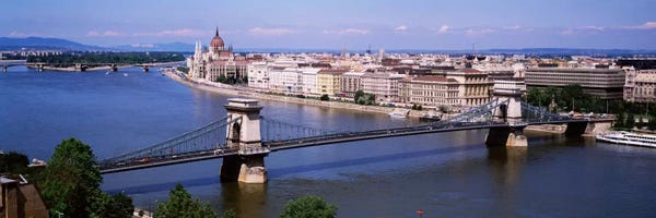 Hungary: Szechenyi Chain Bridge With Lipotvaros In The Background, Budapest, Hungary by Panoramic Images