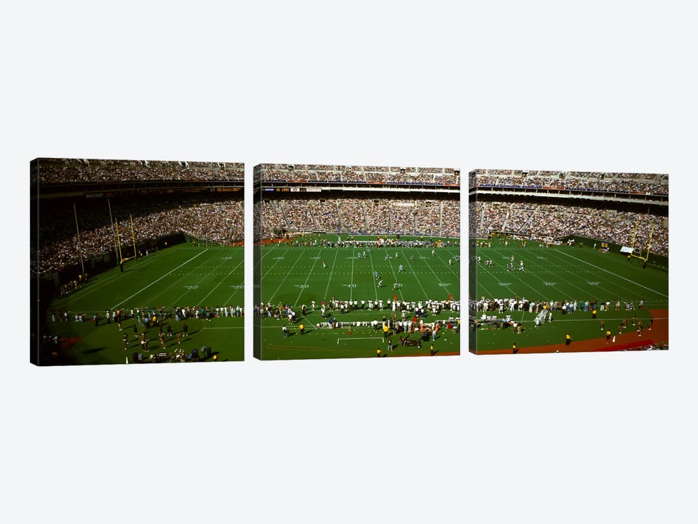 Spectator watching a football match, Veterans Stadium, Philadelphia, Pennsylvania, USA #3 by Panoramic Images 3-piece Canvas Print