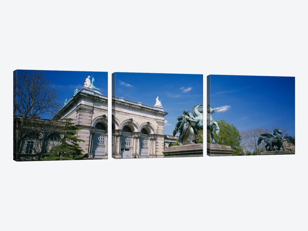 Low angle view of a statue in front of a building, Memorial Hall, Philadelphia, Pennsylvania, USA by Panoramic Images 3-piece Canvas Artwork