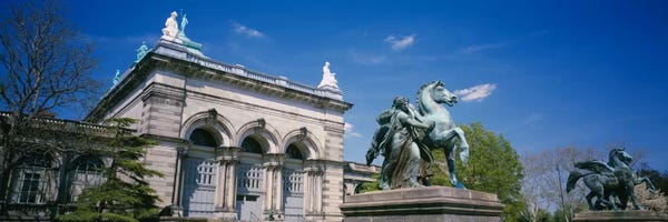 Pennsylvania: Low angle view of a statue in front of a building, Memorial Hall, Philadelphia, Pennsylvania, USA by Panoramic Images