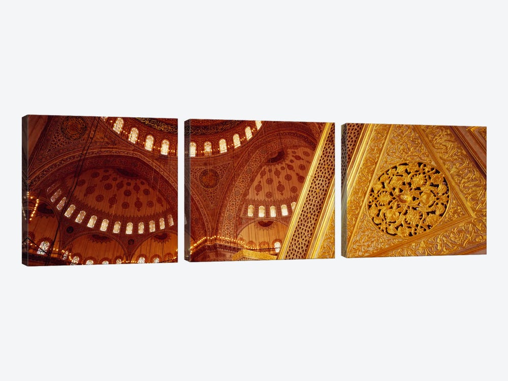 Low angle view of ceiling of a mosque with ionic til - Canvas Wall Art