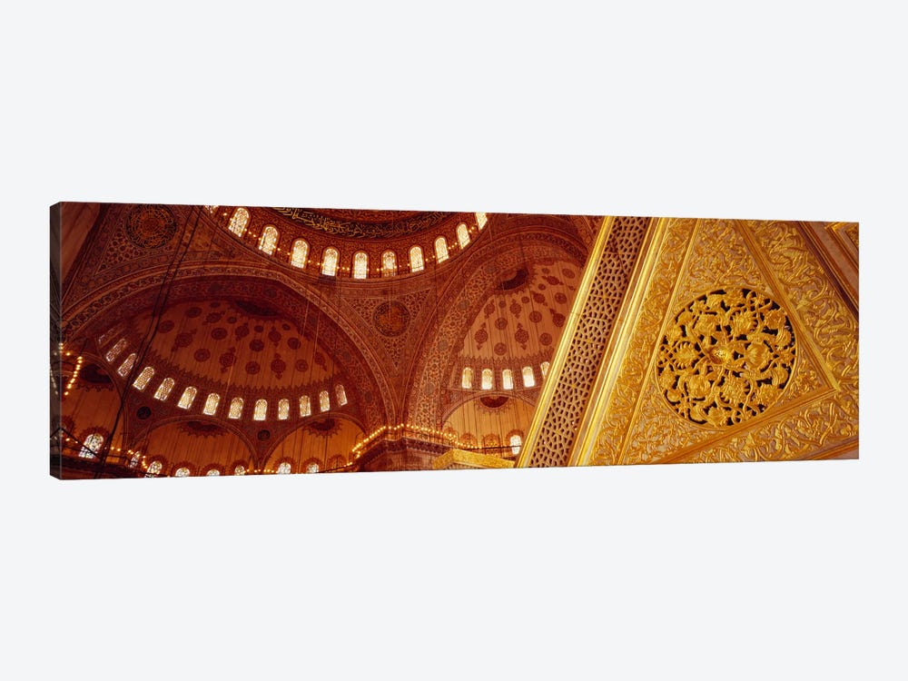 Low angle view of ceiling of a mosque with ionic tiles, Blue Mosque, Istanbul, Turkey by Panoramic Images 1-piece Canvas Print