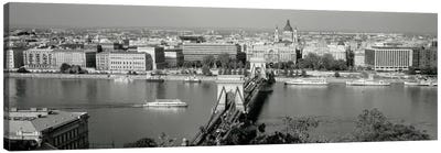 Chain Bridge Over The Danube River, Budapest, Hungary Canvas Art Print - Budapest Art