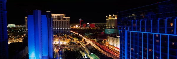 Las Vegas Skylines: Buildings Lit Up At Night, Las Vegas, Nevada, USA by Panoramic Images