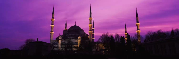 Mosque lit up at dusk, Blue Mosque, Istanbul, Turkey #2