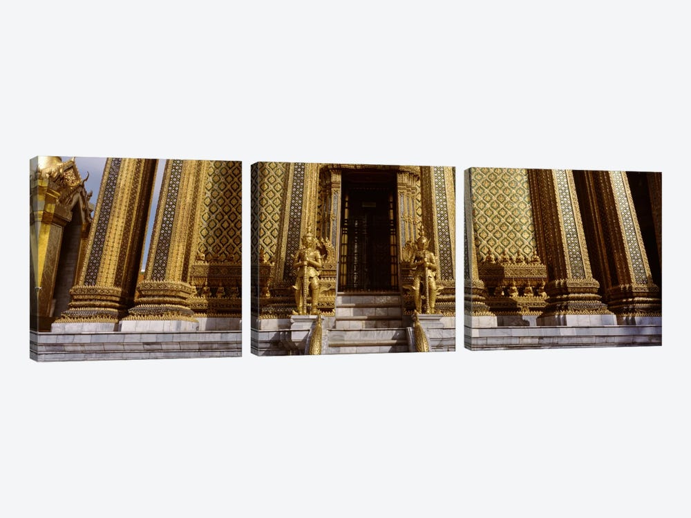 Low angle view of statues in front of a temple, Phra Mondop, Grand Palace, Bangkok, Thailand by Panoramic Images 3-piece Canvas Wall Art