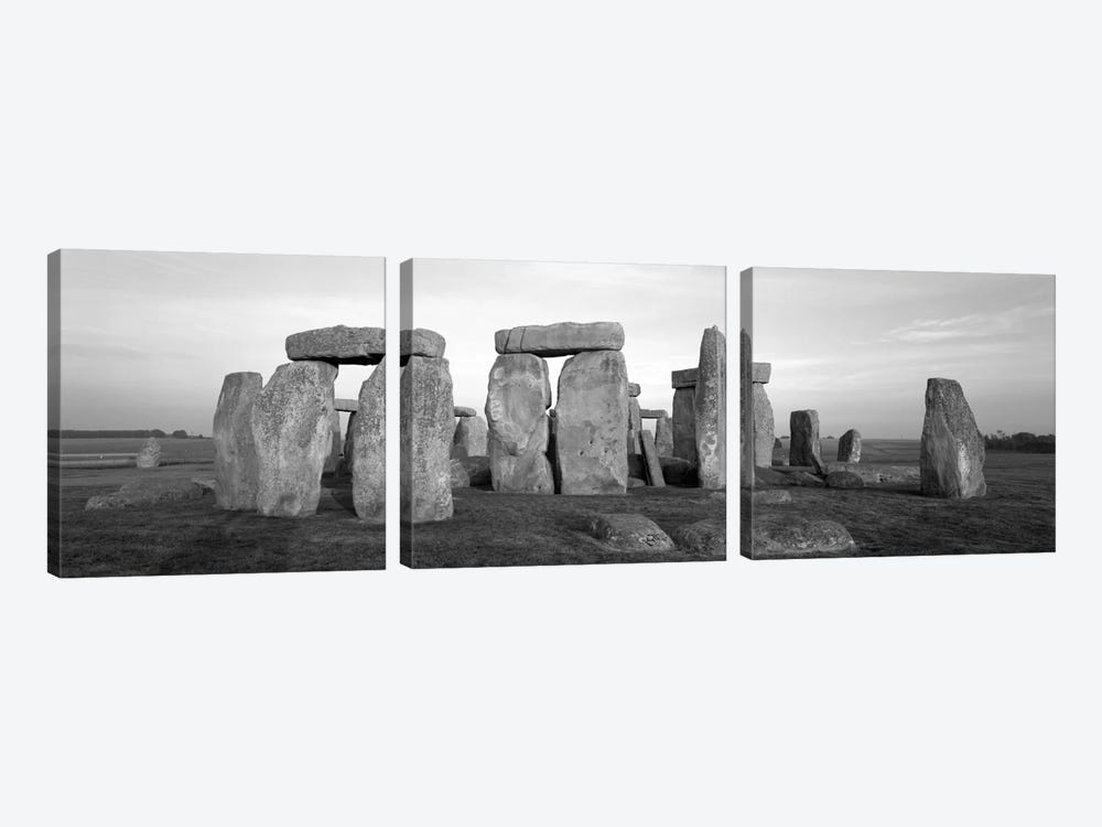 England, Wiltshire, Stonehenge (black & white) by Panoramic Images 3-piece Canvas Wall Art