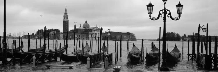 Gondolas with a church in the background, Church Of San Giorgio Maggiore, San Giorgio Maggiore, Venice, Veneto, Italy