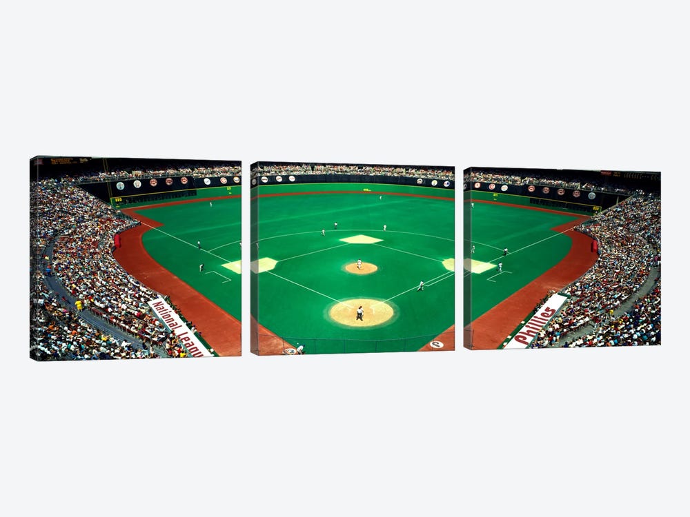 Phillies vs Mets baseball gameVeterans Stadium, Philadelphia, Pennsylvania, USA by Panoramic Images 3-piece Canvas Artwork