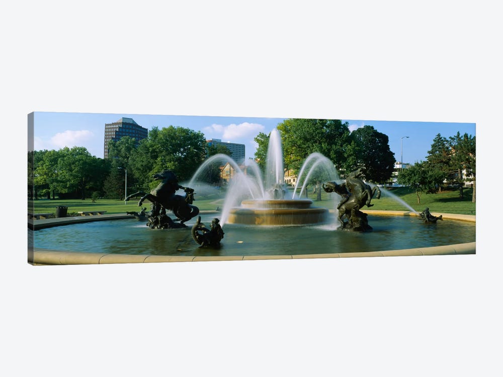 Fountain in a garden, J C Nichols Memorial Fountain, Kansas City, Missouri, USA by Panoramic Images 1-piece Canvas Print