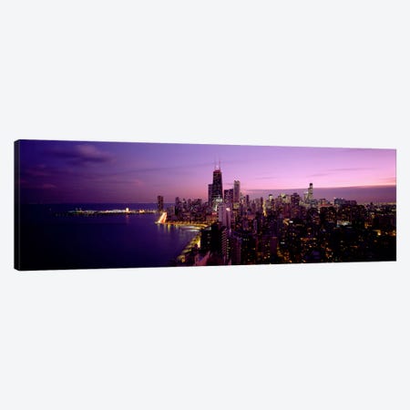 Buildings Lit Up At Night Chicago, Illinois, USA Canvas Print #PIM1962} by Panoramic Images Canvas Wall Art