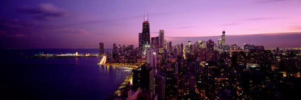 Illinois: Buildings Lit Up At Night Chicago, Illinois, USA by Panoramic Images