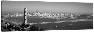 High angle view of a suspension bridge across the sea, Golden Gate Bridge, San Francisco, California, USA Canvas Art Print - San Francisco Skylines
