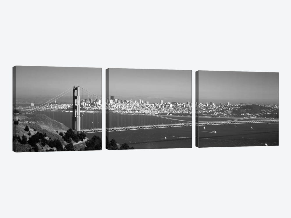 High angle view of a suspension bridge across the sea, Golden Gate Bridge, San Francisco, California, USA by Panoramic Images 3-piece Canvas Art