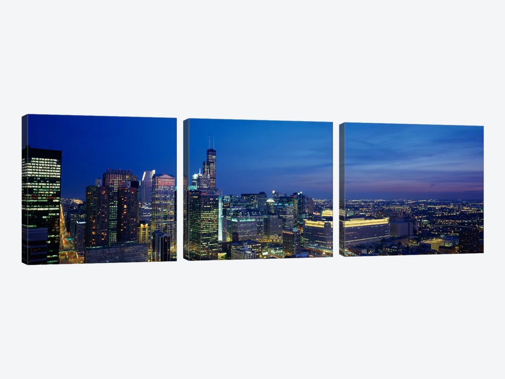 USA, Illinois, Chicago, twilight by Panoramic Images 3-piece Canvas Artwork