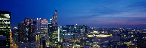 Chicago Skylines: USA, Illinois, Chicago, twilight by Panoramic Images