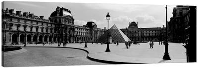 View Of The Courtyard, Musee du Louvre, Paris, Ile-de-France, France Canvas Art Print - Pyramid Art
