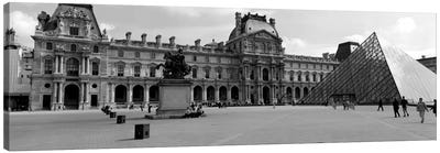 Musee du Louvre In B&W, Paris, Ile-de-France, France Canvas Art Print - Paris Photography