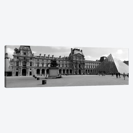 Musee du Louvre In B&W, Paris, Ile-de-France, France Canvas Print #PIM1977} by Panoramic Images Canvas Art
