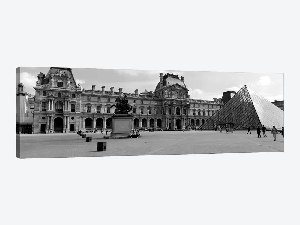 Musee du Louvre In B&W, Paris, Ile-de-France, France by Panoramic Images 1-piece Canvas Artwork