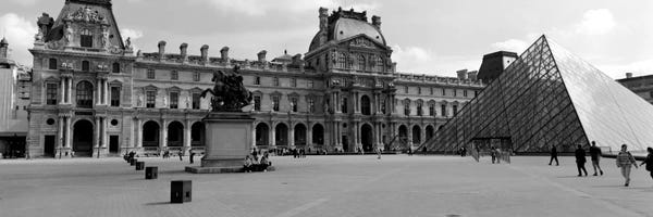 Pyramids: Musee du Louvre In B&W, Paris, Ile-de-France, France by Panoramic Images