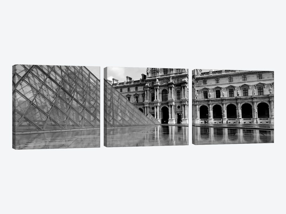 Pyramid in front of an art museum, Musee Du Louvre, Paris, France by Panoramic Images 3-piece Art Print