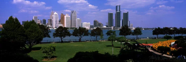 Trees in a park with buildings in the background, Detroit, Wayne County, Michigan, USA