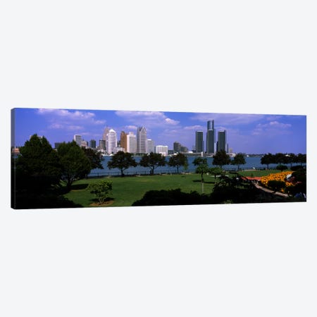 Trees in a park with buildings in the background, Detroit, Wayne County, Michigan, USA Canvas Print #PIM197} by Panoramic Images Art Print