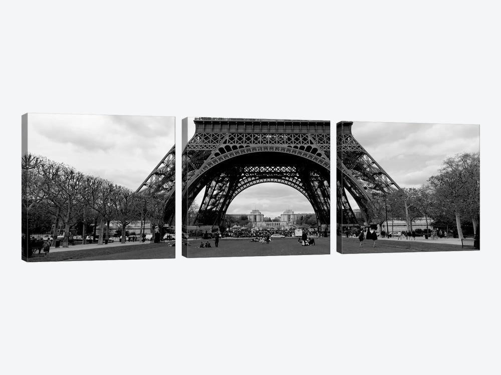 Low section view of a tower, Eiffel Tower, Paris, France by Panoramic Images 3-piece Canvas Wall Art