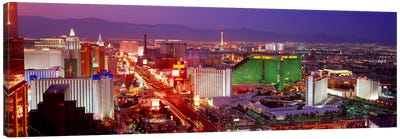 Buildings lit up at dusk in a city, Las Vegas, Clark County, Nevada, USA Canvas Art Print - Las Vegas Skylines