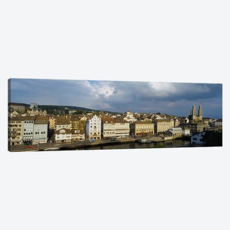 High Angle View Of A City, Grossmunster Cathedral, Zurich, Switzerland Canvas Print #PIM1994} by Panoramic Images Canvas Artwork