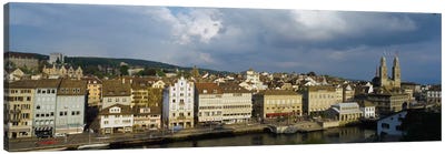High Angle View Of A City, Grossmunster Cathedral, Zurich, Switzerland Canvas Art Print - Zurich