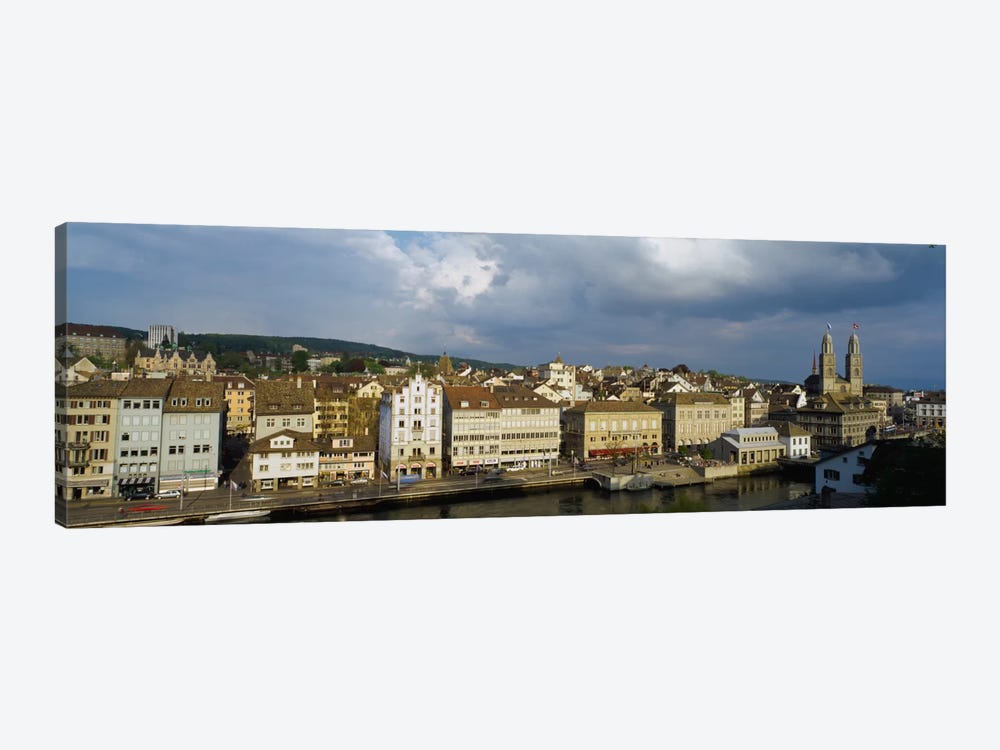 High Angle View Of A City, Grossmunster Cathedral, Zurich, Switzerland by Panoramic Images 1-piece Canvas Art Print
