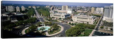 Aerial view of buildings in a city, Logan Circle, Ben Franklin Parkway, Philadelphia, Pennsylvania, USA Canvas Art Print - Philadelphia Art