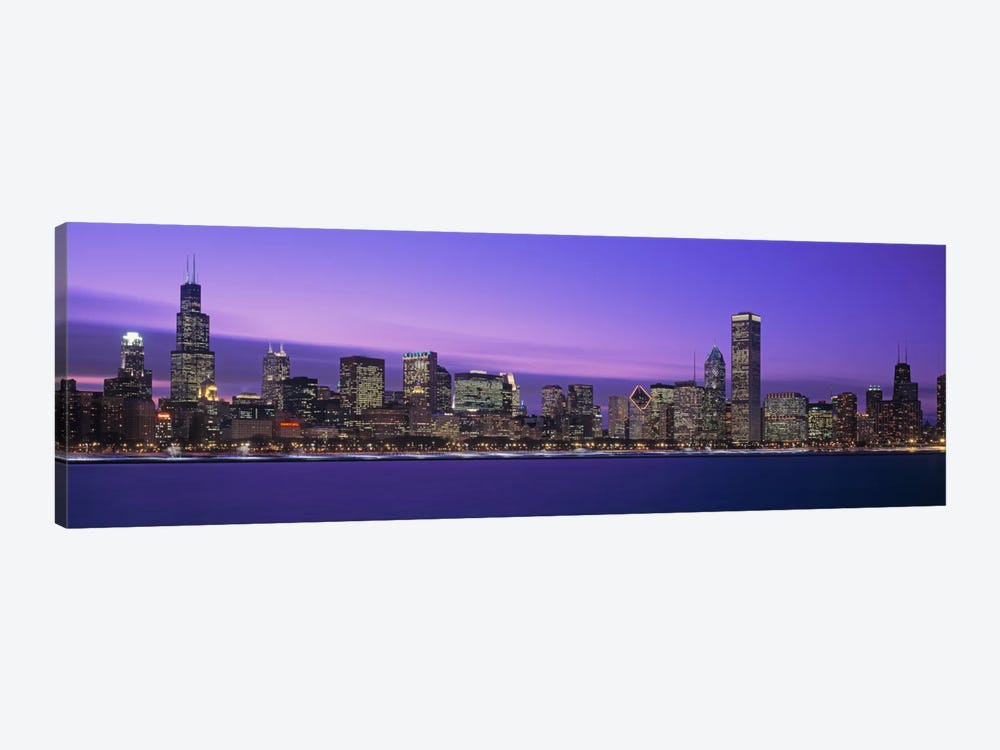 Downtown Skyline At Dusk, Chicago, Illinois, USA by Panoramic Images 1-piece Canvas Wall Art