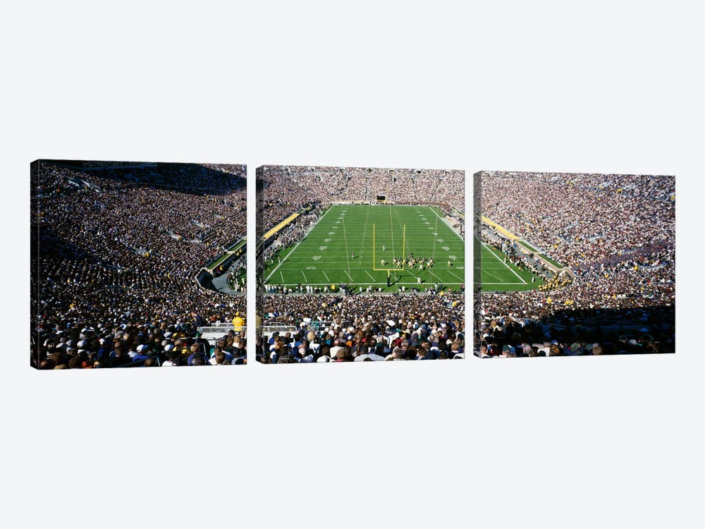 Aerial view of a football stadium, Notre Dame Stadium, Notre Dame, Indiana, USA by Panoramic Images 3-piece Canvas Print