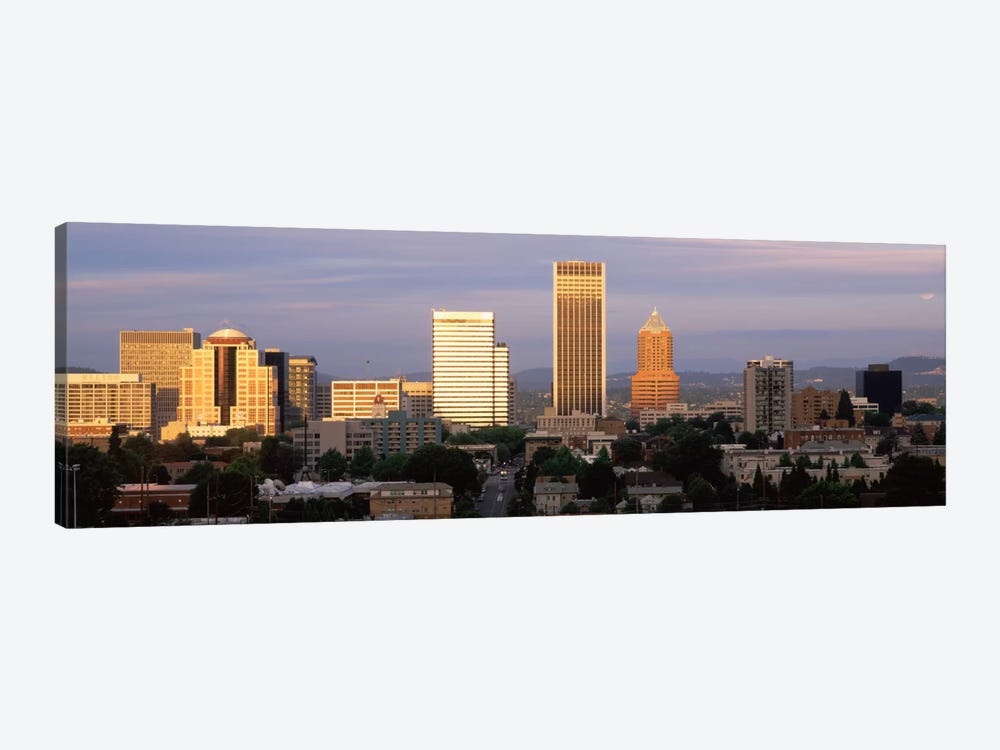 Cityscape at sunset, Portland, Multnomah County, Oregon, USA by Panoramic Images 1-piece Canvas Wall Art