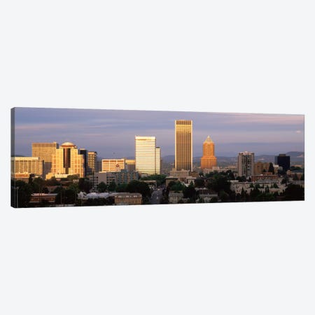 Cityscape at sunset, Portland, Multnomah County, Oregon, USA Canvas Print #PIM2004} by Panoramic Images Canvas Artwork