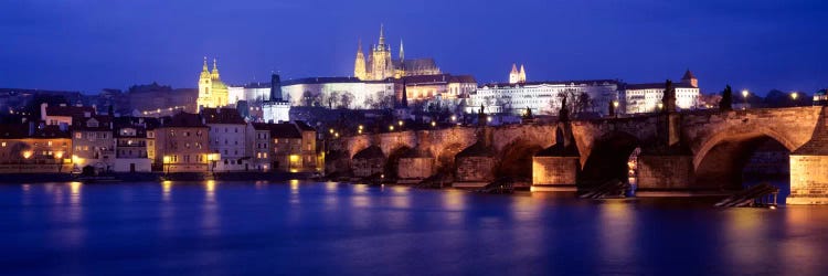 St. Vitus Cathedral & Charles Bridge As Seen From The Banks Of The Vltava River, Prague, Czech Republic