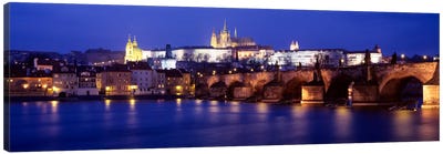 St. Vitus Cathedral & Charles Bridge As Seen From The Banks Of The Vltava River, Prague, Czech Republic Canvas Art Print