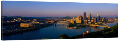 High angle view of a cityThree Rivers Stadium, Pittsburgh, Pennsylvania, USA Canvas Art Print - Pittsburgh Skylines
