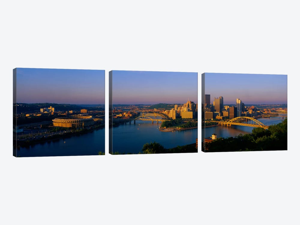 High angle view of a cityThree Rivers Stadium, Pittsburgh, Pennsylvania, USA by Panoramic Images 3-piece Canvas Art Print