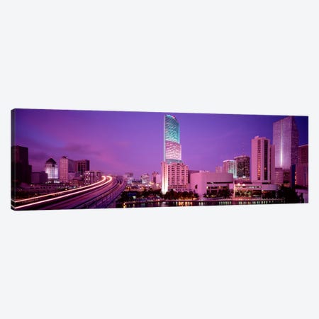 City In The Dusk, Miami, Florida, USA Canvas Print #PIM2020} by Panoramic Images Canvas Print
