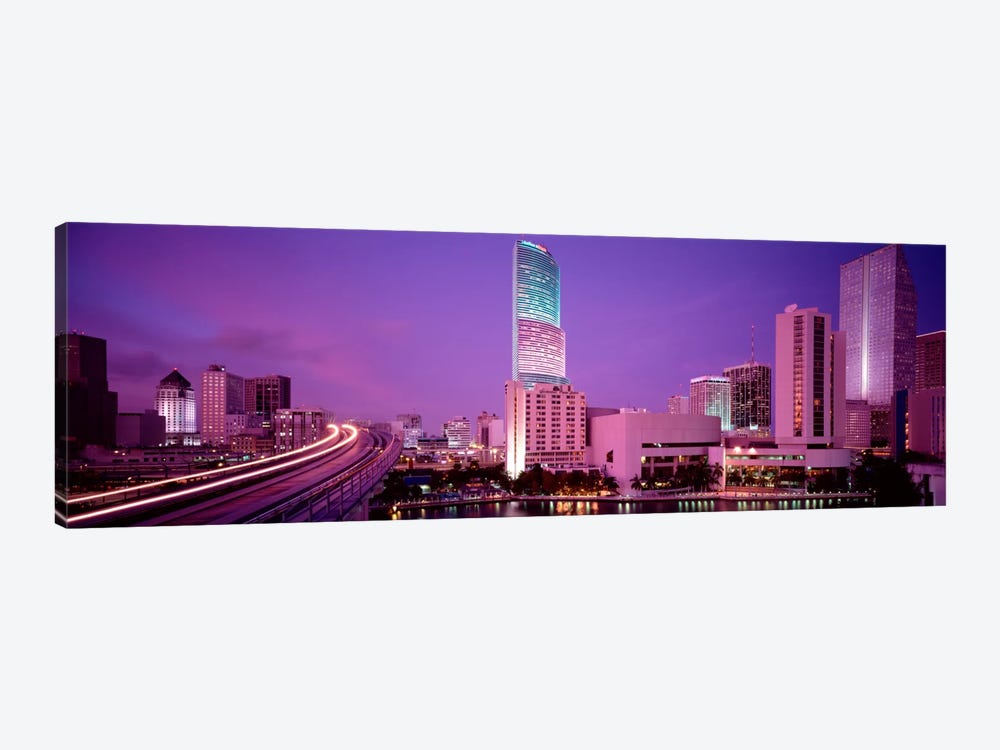 City In The Dusk, Miami, Florida, USA by Panoramic Images 1-piece Canvas Wall Art