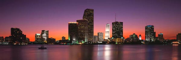 Miami Skylines: Evening Biscayne Bay Miami FL by Panoramic Images